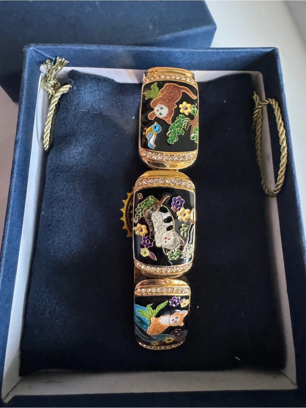 The Bradford Exchange Sophisticated Stretch Link Cat Gold-Tone Bracelet